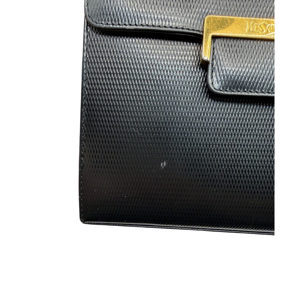 Yves Saint Laurent Vintage Shoulder Bag Black Textured Leather Luxury Retro - Picture 5 of 12